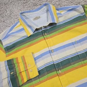 Carbon 2 Mens Baja Stripe Button Up‎ Shirt Size M Surfer Casual Retro